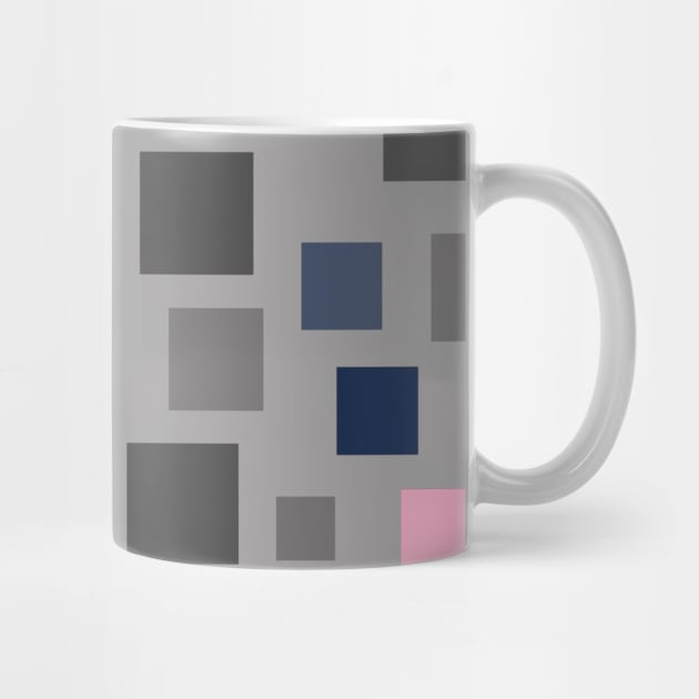 Blue, Blush Pink and Grey Squares by OneThreeSix